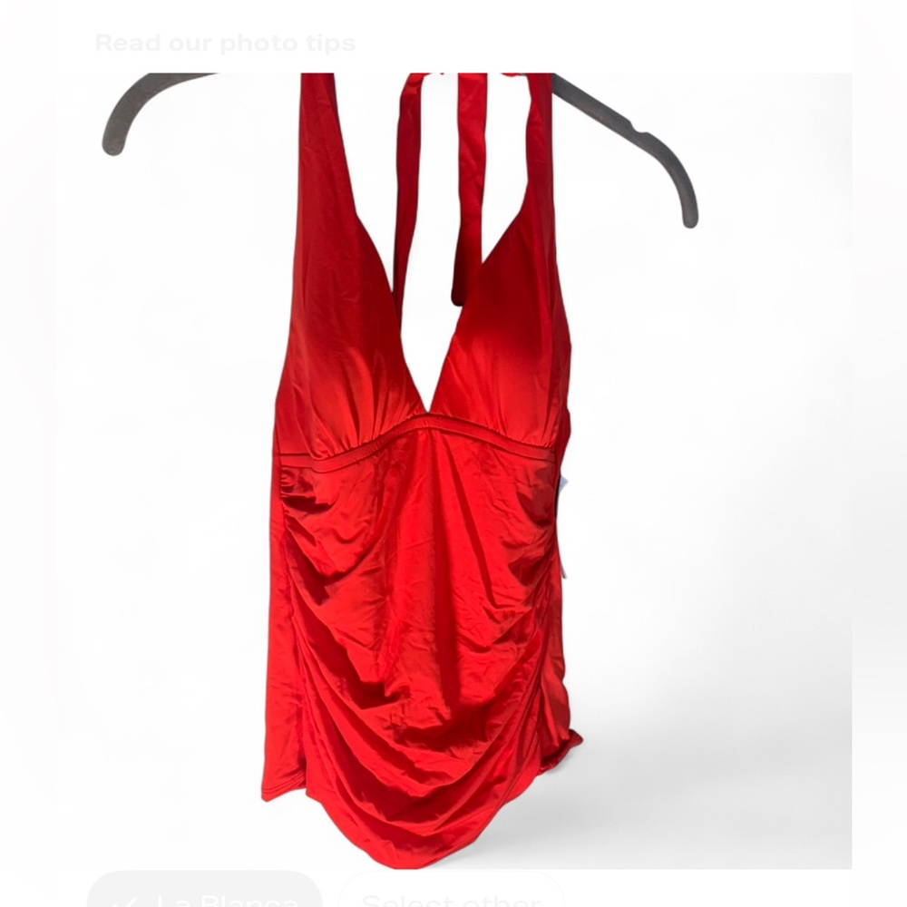 New Redhot La Blanca Red Halter Swimsuit soft cups UPF50+ size 4